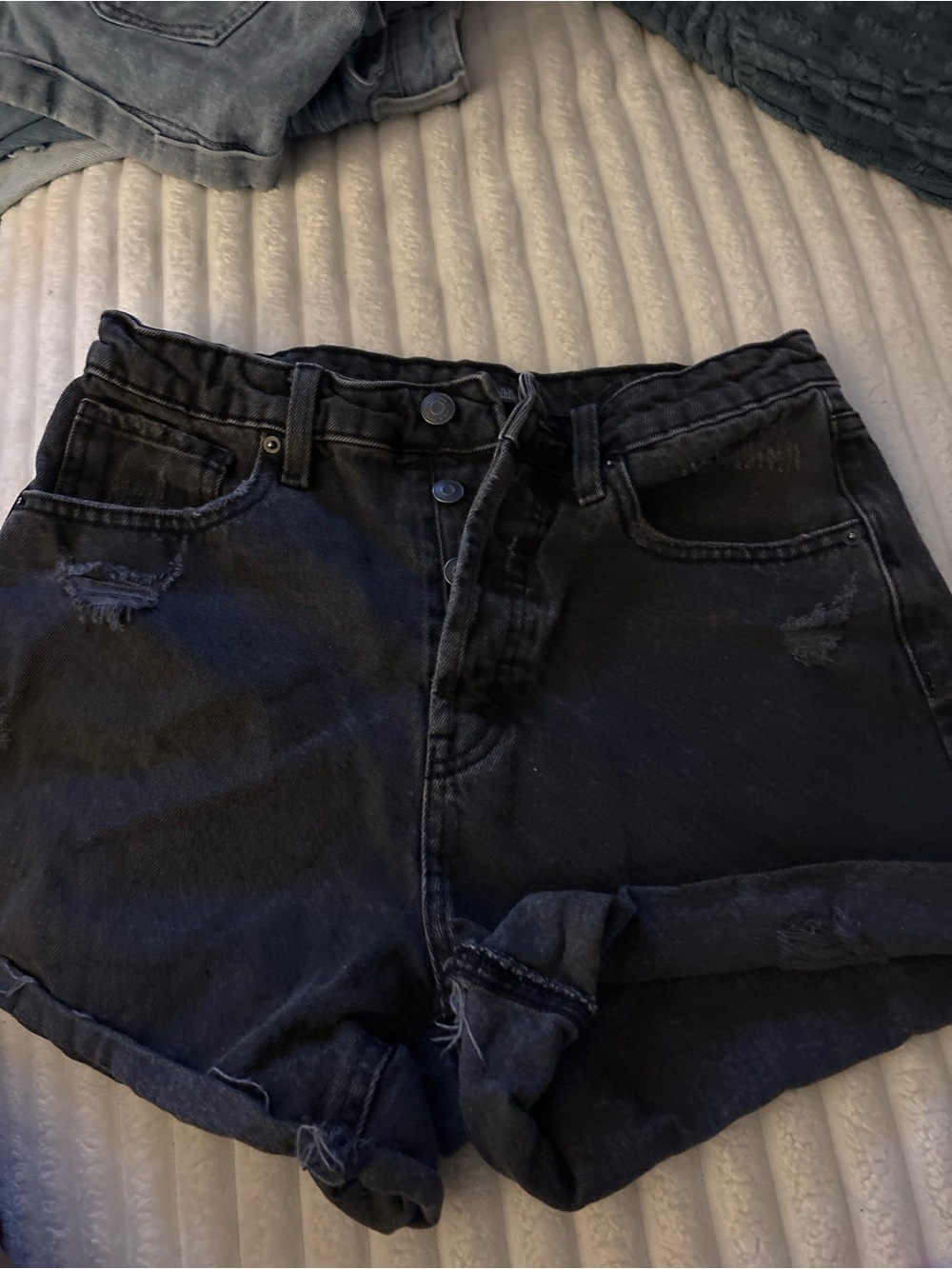 wild fable Black High-Rise Distressed Women’s Denim Shorts